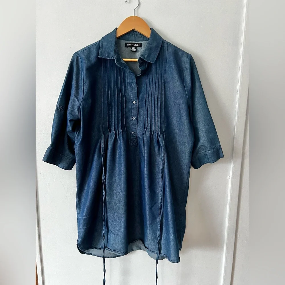 imPRESS Indigo Cotton Pleated Shirt - Picture 10 of 11
